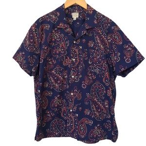 J. Crew Men’s Camp Collar Secret Wash Poplin Shirt Paisley Print